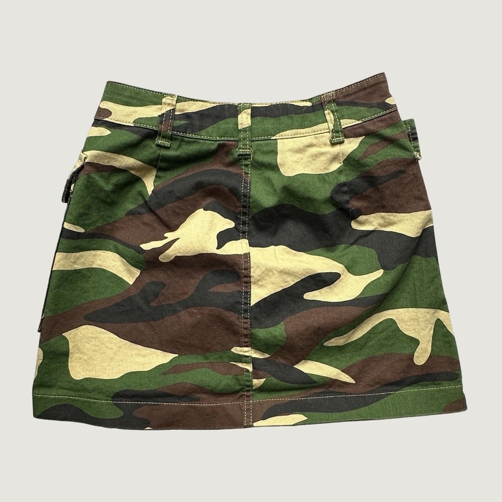 Bershka Mini Skirt Womens M Green Camo Cargo Utility Cotton Blend Twill Pocket